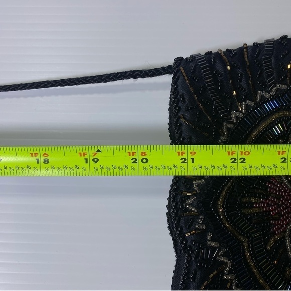 Carla Marchi black multi color beaded evening purse shoulder bag EUC - Picture 9 of 13